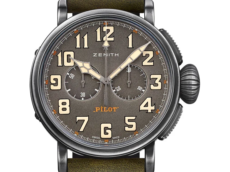 Zenith Heritage Pilot Café Racer 02 vista frontal caja Luxabun